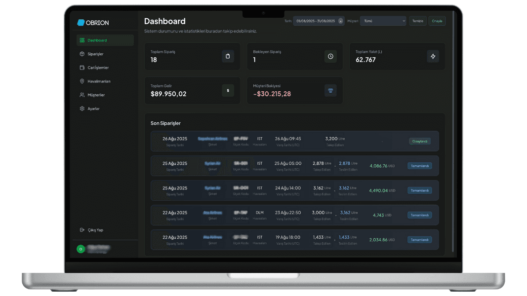 Yakıt Tedarik Yönetim Sistemi - OBRION